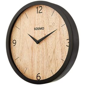 Amazon Brand - Solimo 12 inch Plastic & Glass Wall Clock - Paramount Paneling (Silent Movement, Black Frame)